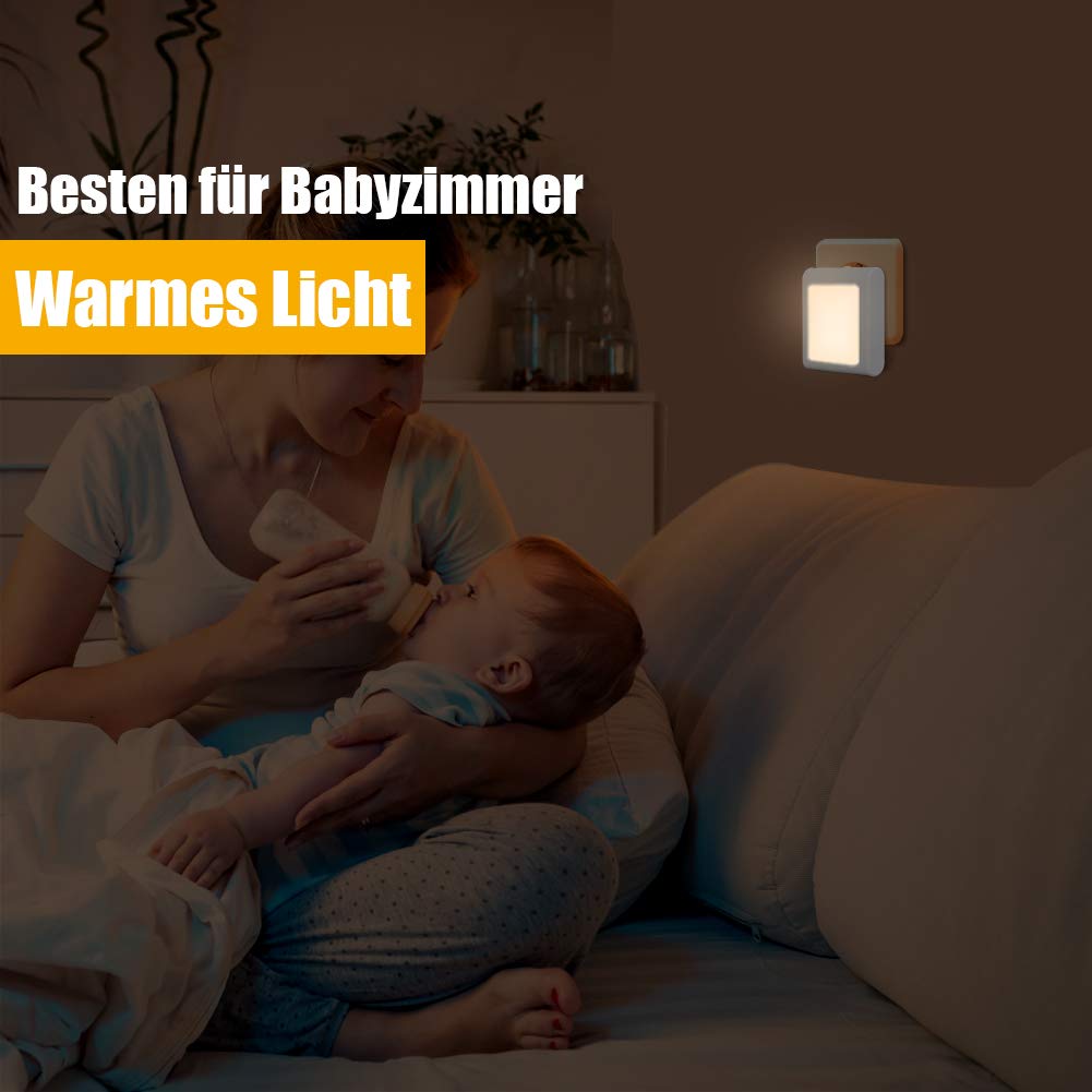 Weisses Baby Steckdosen Nachtlicht mit Dimmfunktion