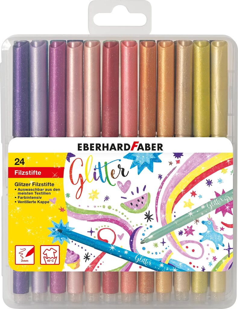 Faber Castell Filzstifte Glitzer 24er Kunststoffbox