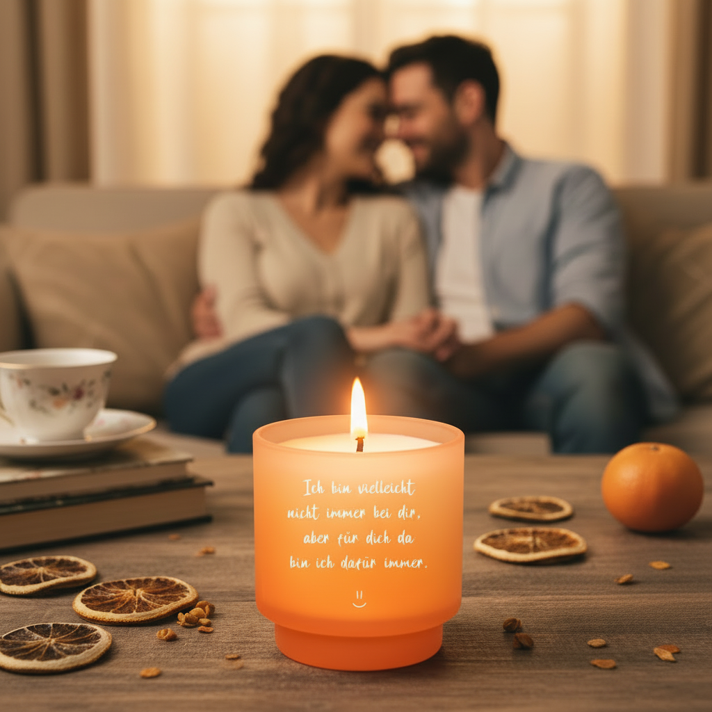 wunderschöne orange AVA & MAY Summer Spritz Duftkerze mit personalisierung