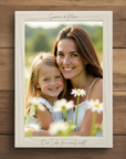Glow Bild im Bilderrahmen mit Mama und Tochter Foto mit Glow funktion und persoanalisiert mit Namen und Text
