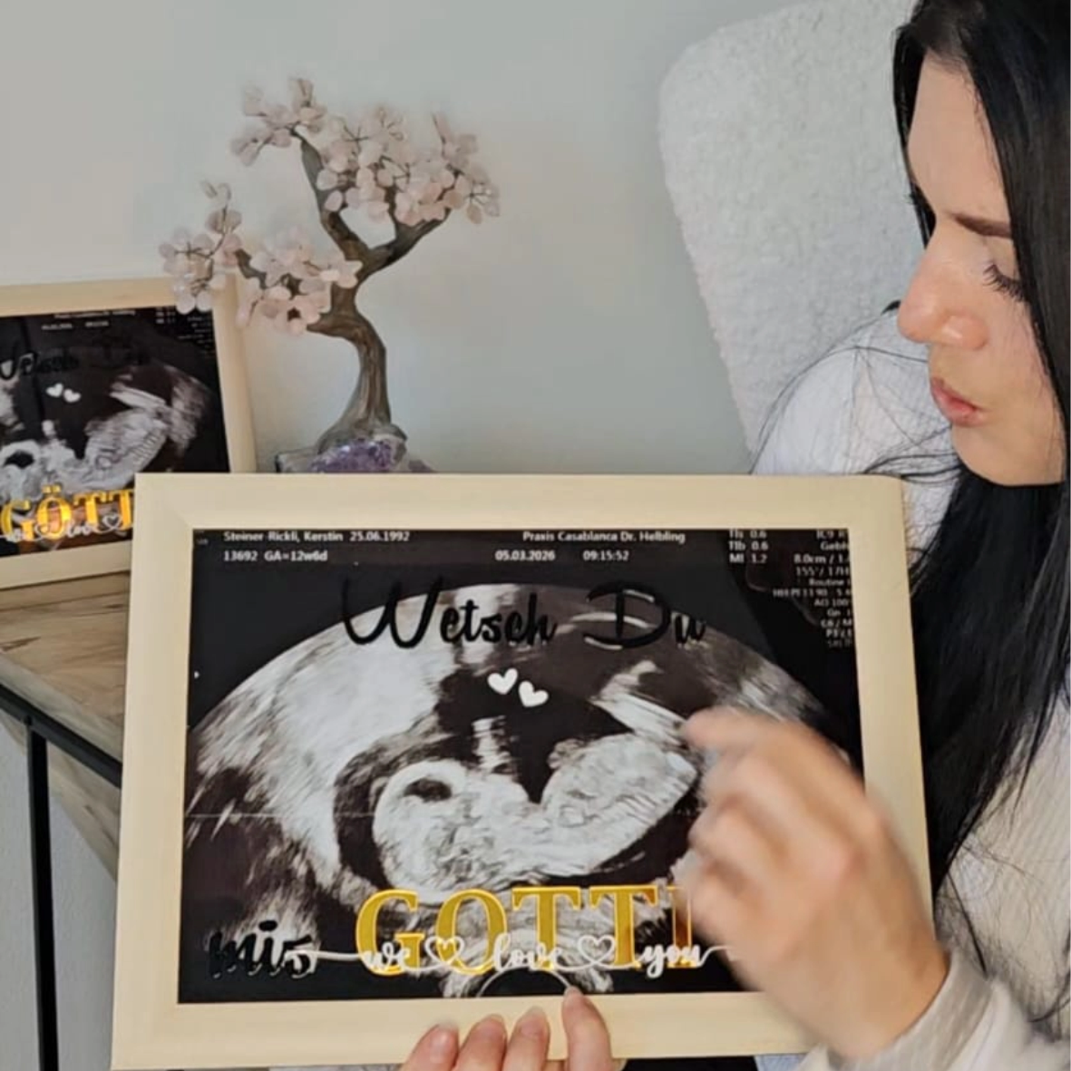 Personalisierter Bilderrahmen mit Ultraschallbild – „Wetsch du mis Gotti / Götti si?“