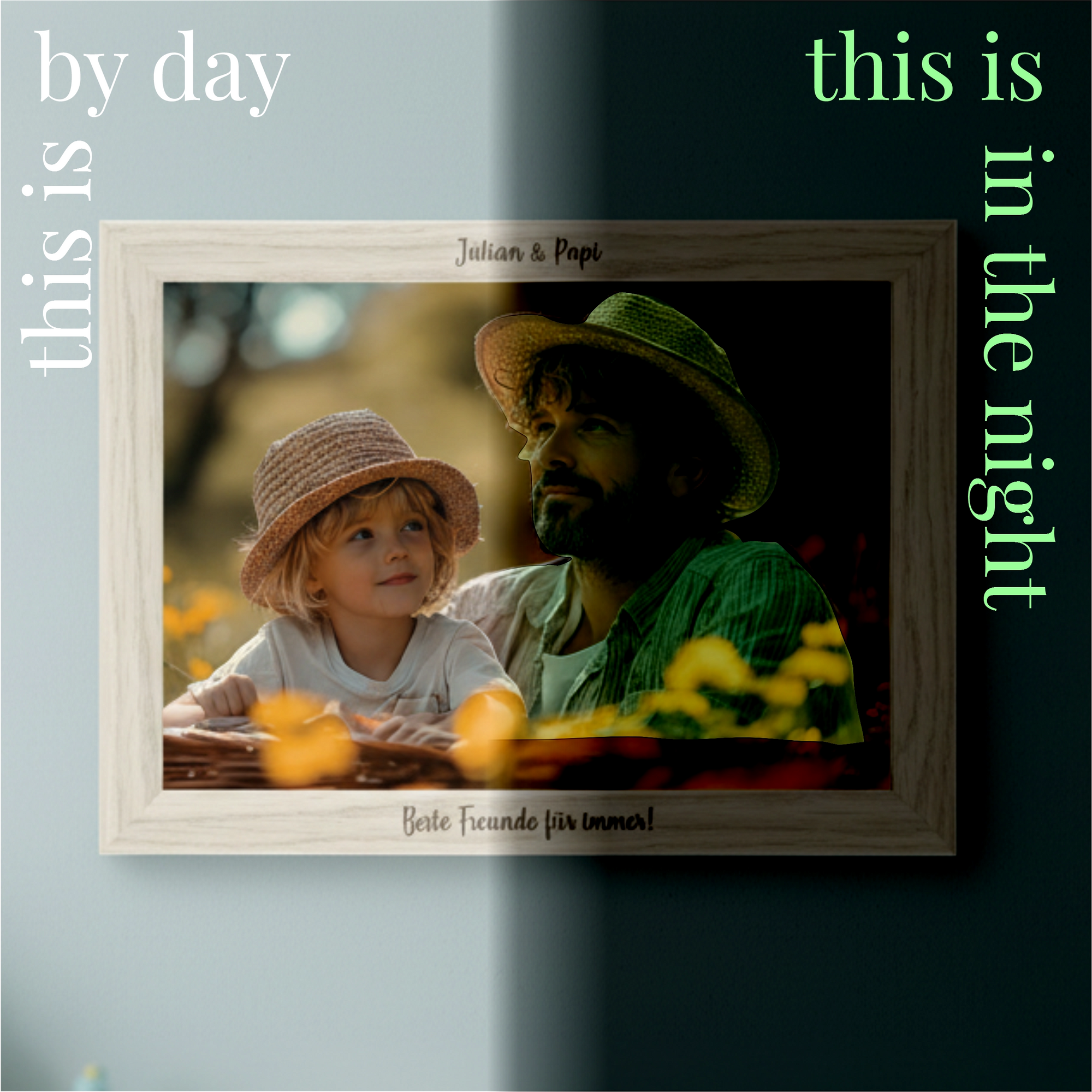 Bilder upload für Glow Bilder im Bilderrahmen welche in der nacht zu scheinen beginnen