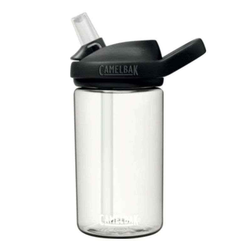 Camelbak Kinder Trinkflasche clear schwarz mit durchsichtigem Strohhalm und schwarzem Griff