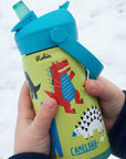 Camelbak Thermosflasche für Kinder in Grün mit Dinosaurier Motiven und Namen personalisiert
