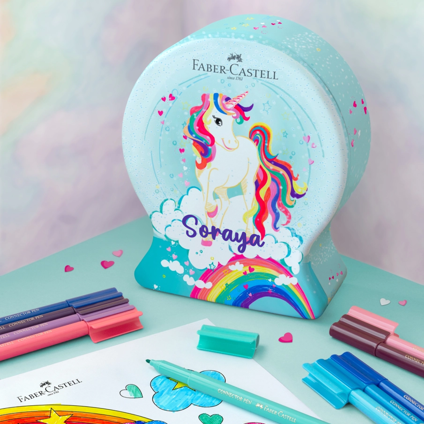 Faber-Castell Filzstift Connector Einhorn 33er Set, personalisierbar