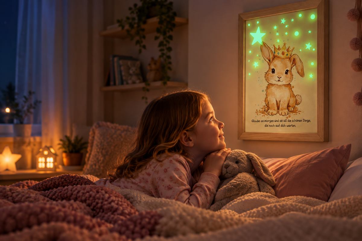 Glow Dreams personalisiertes Leuchtbild im Kinderzimmer