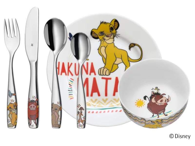 Kindergeschirr Set Lion King, bestehend aus Besteck, Porzellan Teller und Porzellan Schale, spuelmaschinenfest