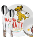 Kindergeschirr Set Lion King, bestehend aus Besteck, Porzellan Teller und Porzellan Schale, spuelmaschinenfest
