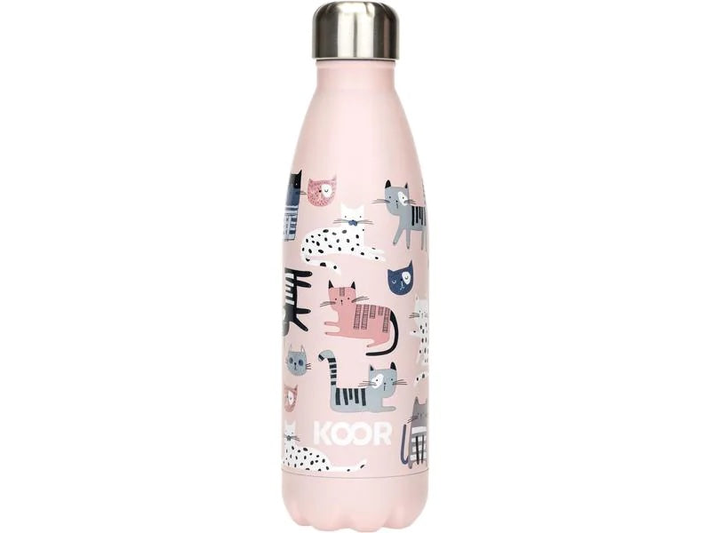Rosa Koor Trinkflasche Gatti 500ml personalisierbar mit Namen für Kinder als Geschenk zur Einschulung