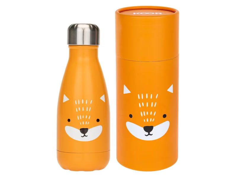 Orange Koor Trinkflasche Volpina 260ml personalisierbar mit Namen in Verpackung