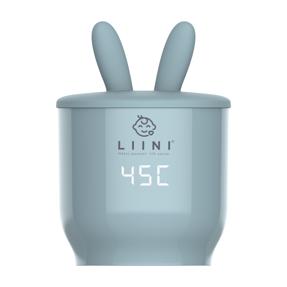 Schoppenwärmer und Milchwärmer von Liini mit Temperaturanzeige. pastellblau