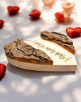 Deko Herz mit Baumrinde "Ich liebe Dich" personalisierbar