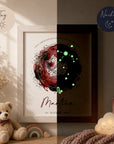 glow dreams sternzeichen skorpion bilderrahmen mit bordeauxrotem aquarellkreis kraftfarbe tag nacht vergleich personalisiert