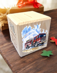 Holzspardose Feuerwehr mit 3D Schrift + Lasergravur