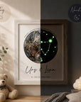glow dreams sternzeichen steinbock bilderrahmen mit anthrazitfarbenem aquarellkreis kraftfarbe tag nacht vergleich personalisiert