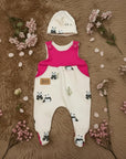 Baby-Strampler Set Panda handgenäht und personalisiert