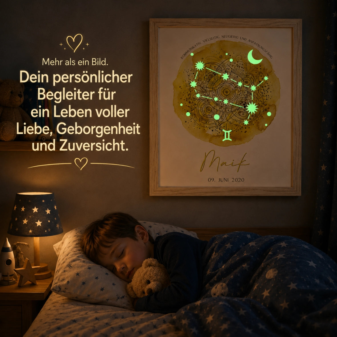 glow dreams sternzeichen bilderrahmen im kinderzimmer tag nacht vergleich mit kraftfarbe aquarellkreis personalisiert