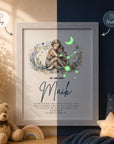 sternzeichen zwillinge bilderrahmen personalisiert mit glow effekt leuchtet im dunkeln kinderzimmer geschenk