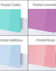 Acrylglas Auswahl Pastel Türkis, Hellblau, Lavendel, Rosa