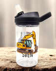 camelbak clear trinkflasche mit bagger sujet und namen bedruckt
