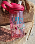 Camelbak Kinder Trinkflasche Blumenkranz und Namen Pinker Strohalmaufsatz