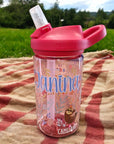 Camelbak kinder trinkflasche Faultier mit pinkem Strohhalmdeckel