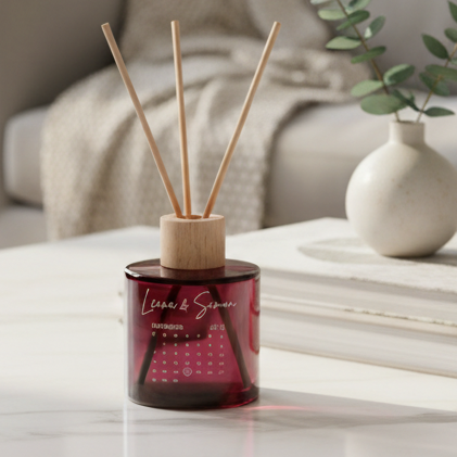 wunderschöne Duftstäbchen Glas mit personalisiertem Datum und Namen