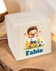 Holzspardose "Fussball Junge"