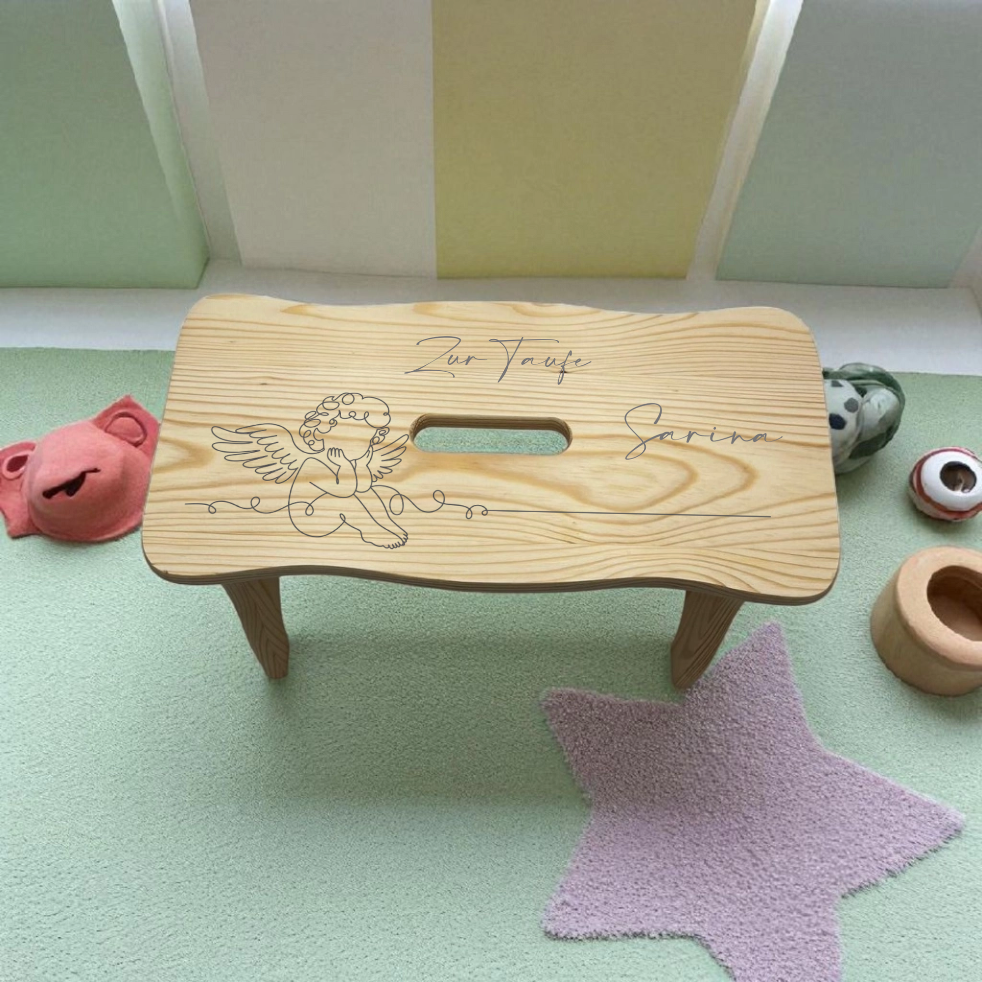 holzhocker taufe engel fichte