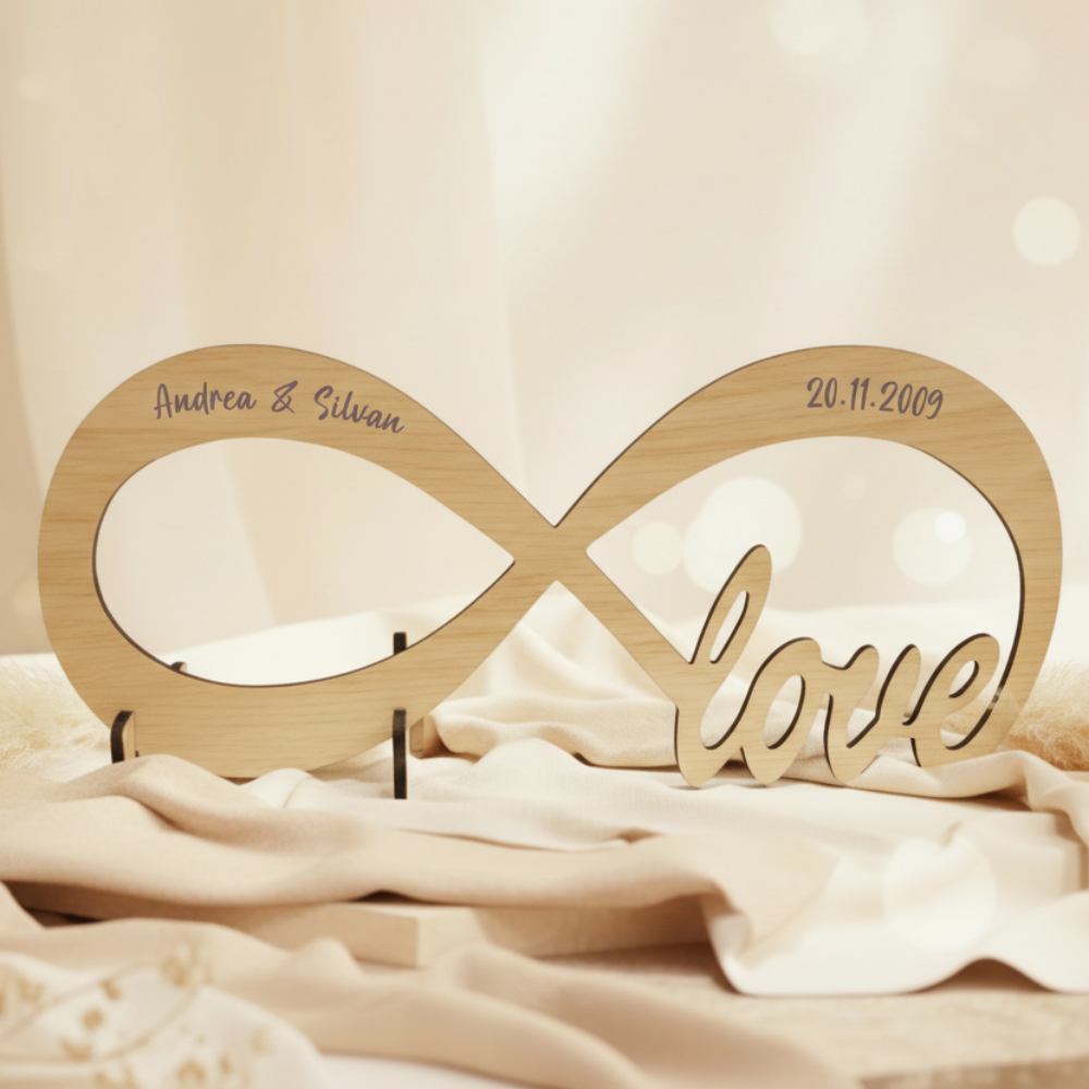 holzschild infinity personalisierbar mit namen und datum