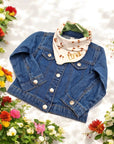 Kinder Jeansjacke mit Initiale & Dreieckstuch – personalisiert mit Name