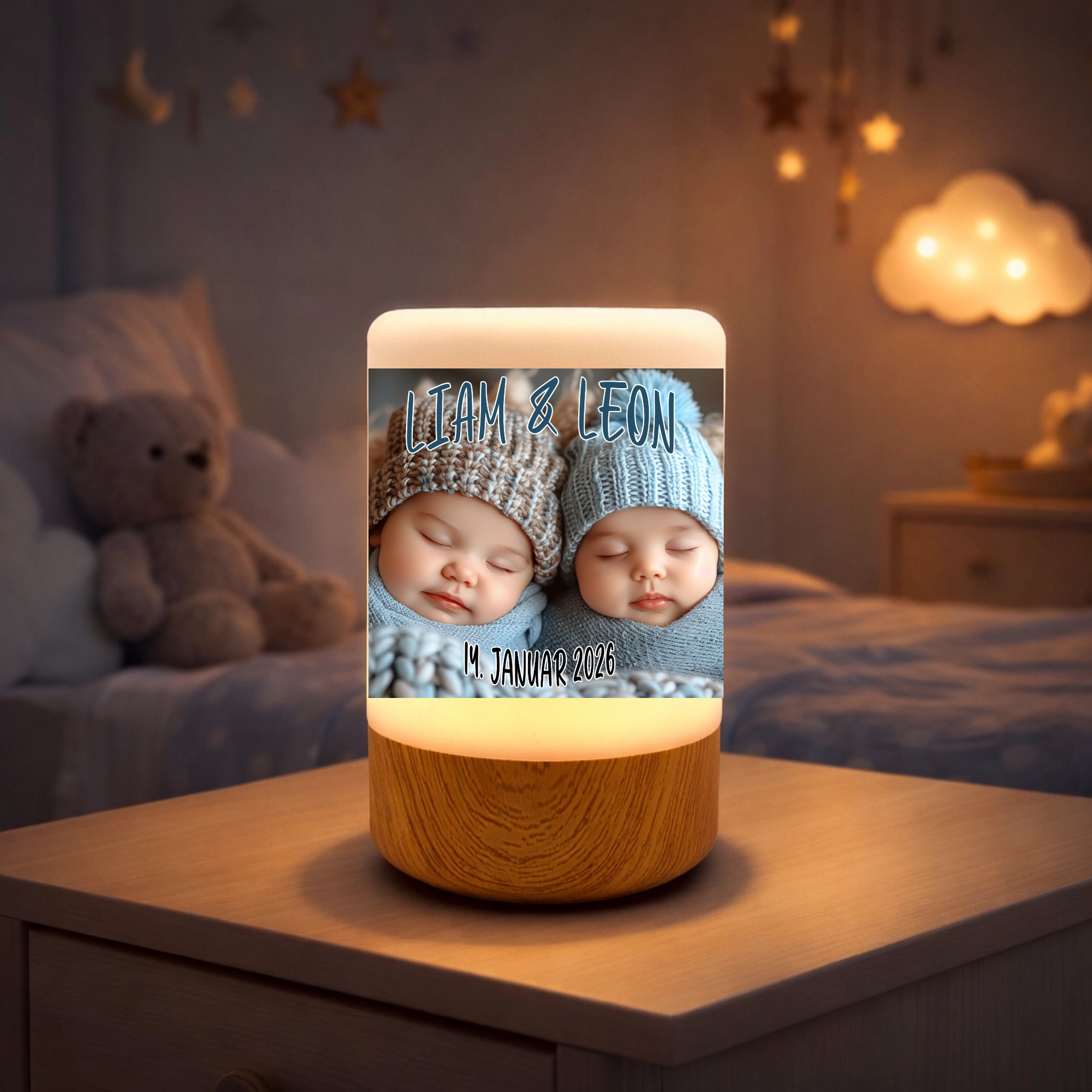 wunderschönes Nachlicht mit foto und text personalisiert