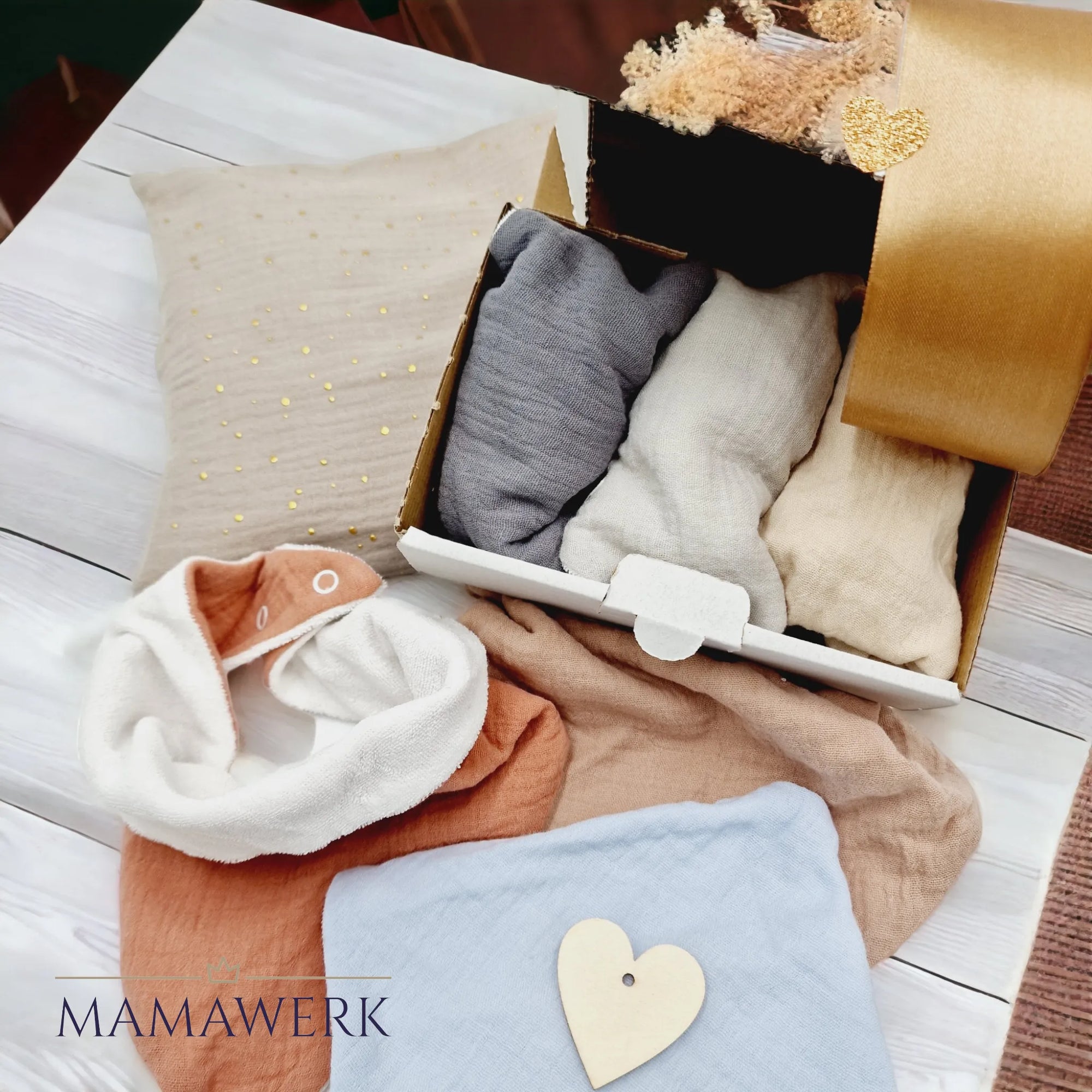 Stofftücher und Spucktuch, Geschenke für Mama und Kind vom Schwangerschaftskalender.