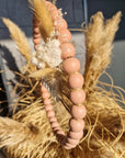 Namens- und Türschild Trockenblumen mit Holzperlen, rosa