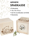 Personalisierte Holzspardose "Waldtiere Bärenstark”