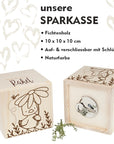 tolle Holzprardose aus Fichtenholz mit Dina Duck Entchen gelasert und namen personalisierbar