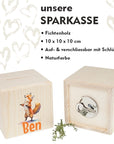 Holzspardose "Happy Fuchs”