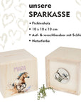 Holzspardose "Traktor mit 3D Schrift"