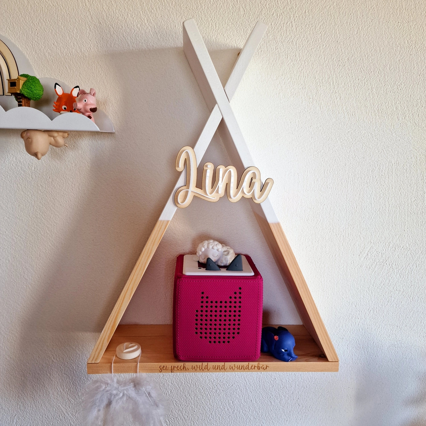 Toniebox Bundle: Personalisiertes Tippi-Regal + Magnet-Wolkenregal Regenbogen